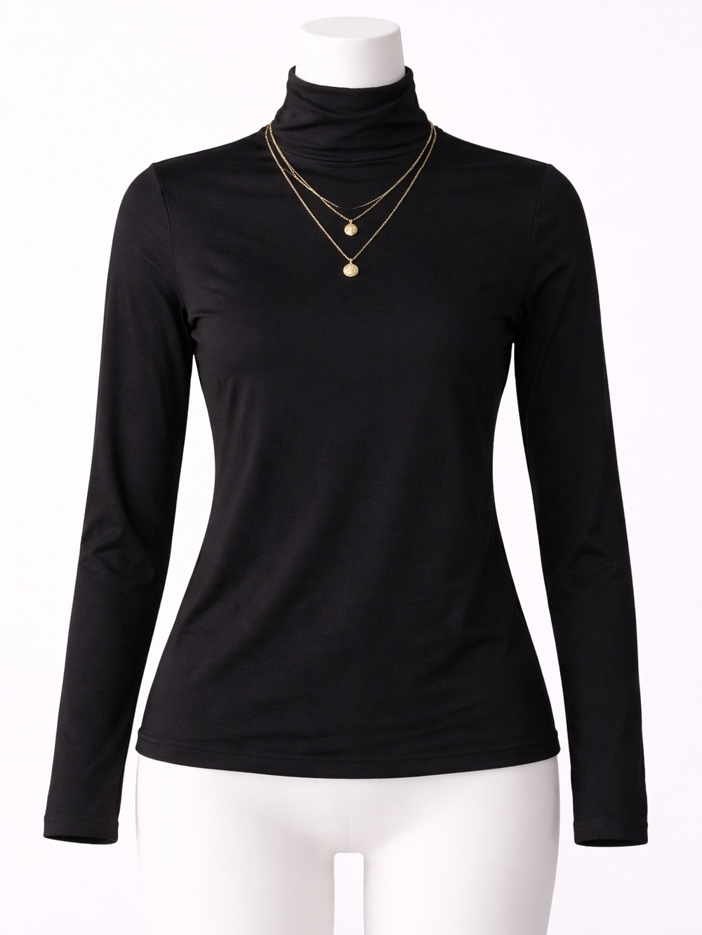 Women’s Black Long-Sleeve Turtleneck Top